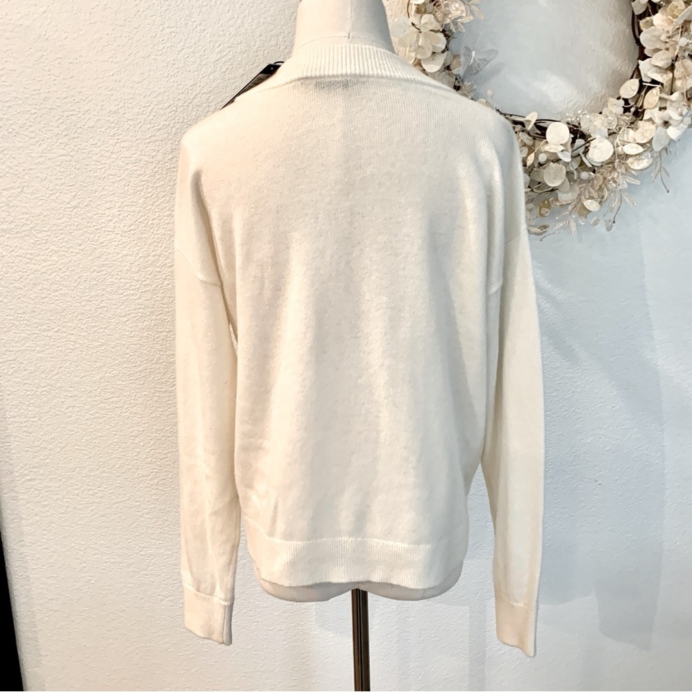 🖤 Alice + Olivia Fila Crewneck Wool Cashmere Pullover Sweater in Soft White - Picture 9 of 16